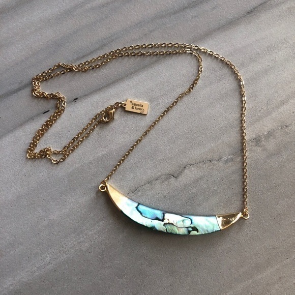 Abalone Shell Crescent 14K Gold Necklace Handmade NEW - Picture 6 of 7